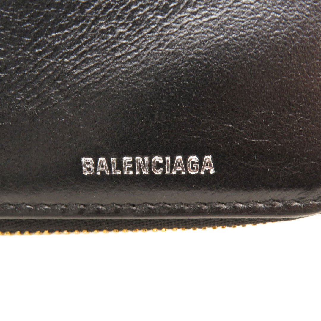 BALENCIAGA Bifold Wallet 650871 leather black logo Women(Unisex) Used Authentic
