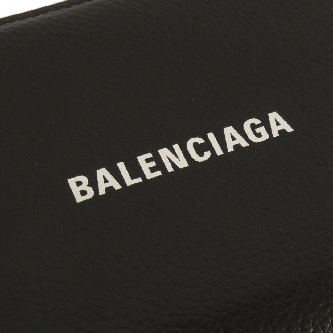 BALENCIAGA Bifold Wallet 650871 leather black logo Women(Unisex) Used Authentic