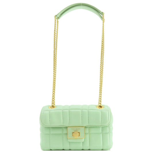 Kate Spade Shoulder Bag leather green logo Women Used Authentic