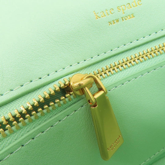 Kate Spade Shoulder Bag leather green logo Women Used Authentic