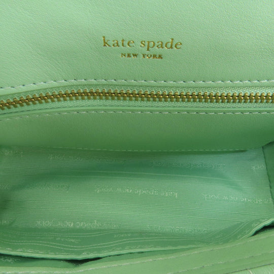 Kate Spade Shoulder Bag leather green logo Women Used Authentic