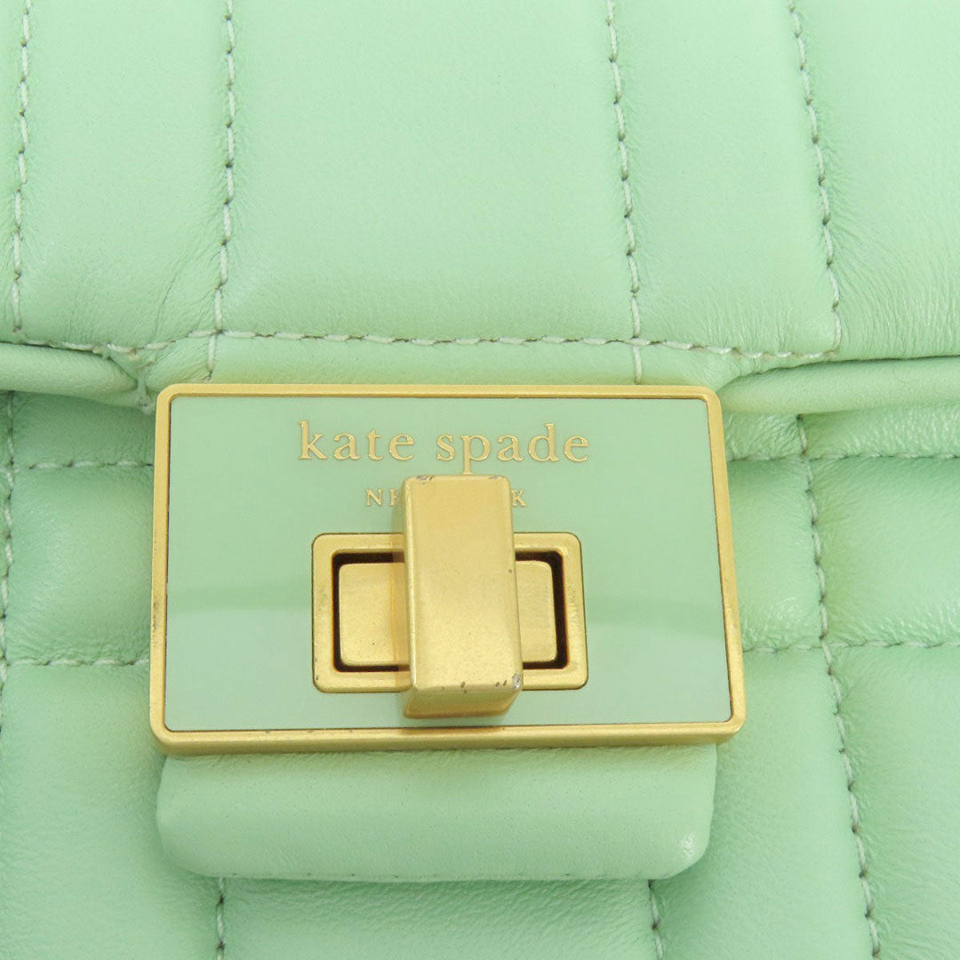 Kate Spade Shoulder Bag leather green logo Women Used Authentic