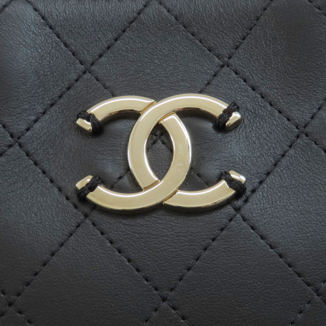CHANEL Handbag Calfskin black Matelasse COCO Mark Gold Metal 2WAY