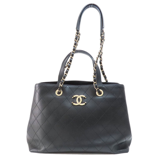 CHANEL Handbag Calfskin black Matelasse COCO Mark Gold Metal 2WAY