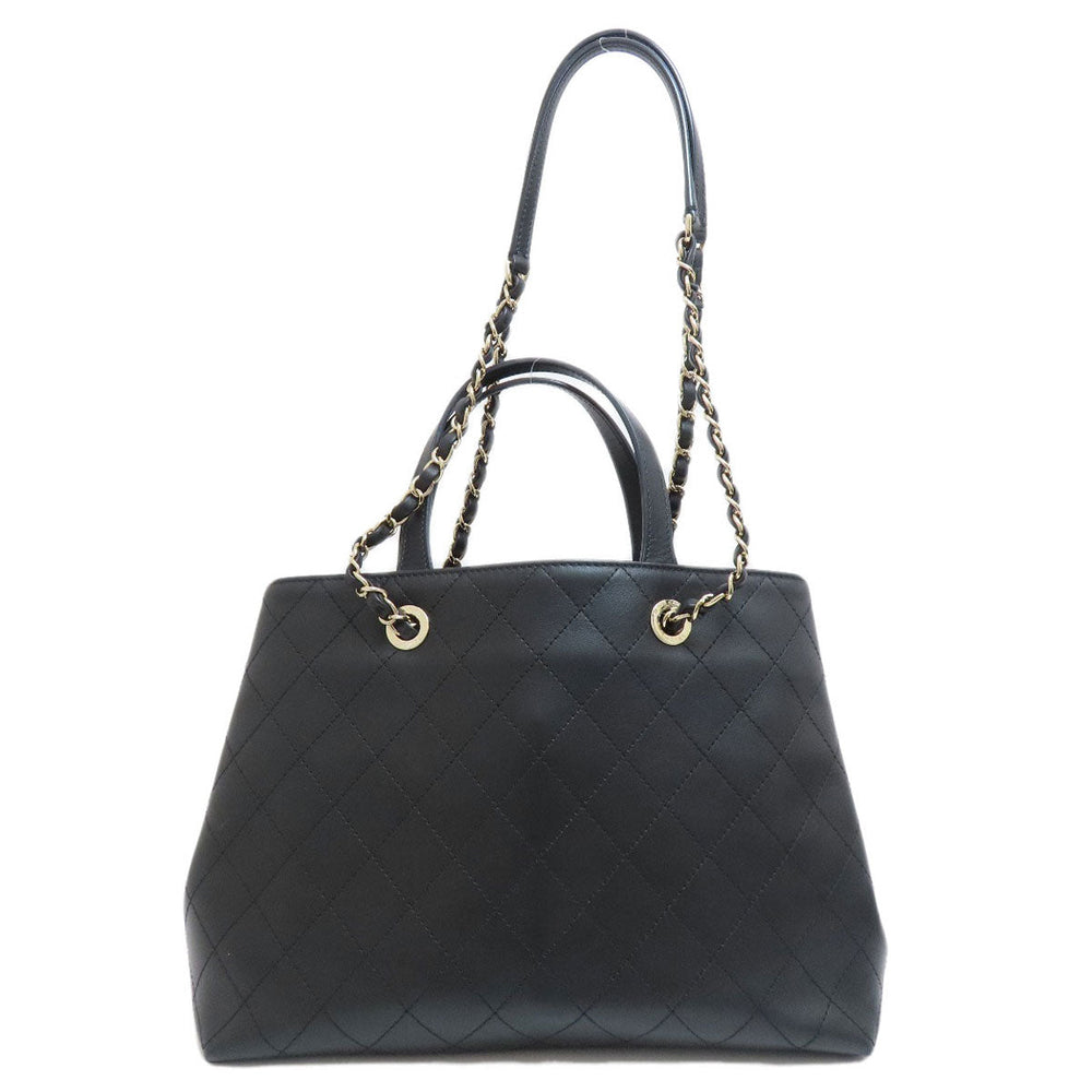 CHANEL Handbag Calfskin black Matelasse COCO Mark Gold Metal 2WAY