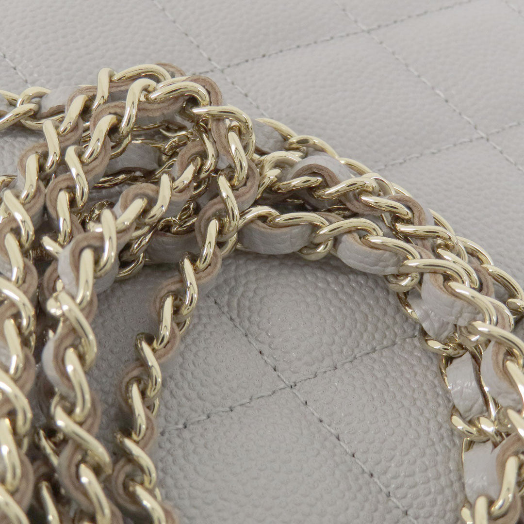 CHANEL Shoulder Bag Caviar skin gray Chain Wallet Matelasse COCO Mark Gold Metal