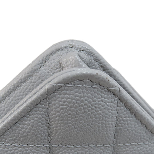 CHANEL Shoulder Bag Caviar skin gray Chain Wallet Matelasse COCO Mark Gold Metal