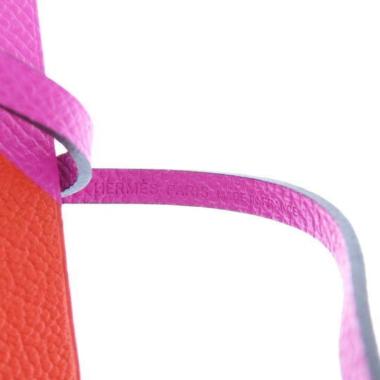 HERMES key ring Epsom, Leather pink Bag Charm Retorokare Women Used Authentic