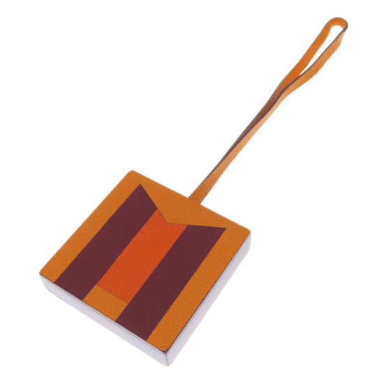 HERMES key ring Calfskin Orange Bag Charm Retorokare Women Used Authentic
