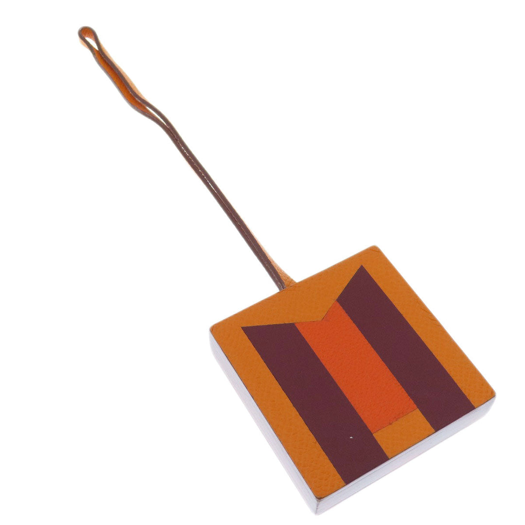 HERMES key ring Calfskin Orange Bag Charm Retorokare Women Used Authentic