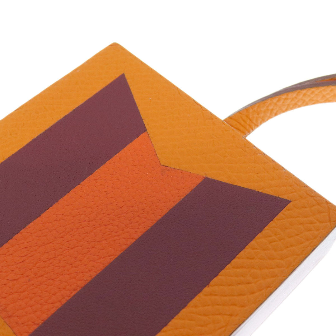 HERMES key ring Calfskin Orange Bag Charm Retorokare Women Used Authentic