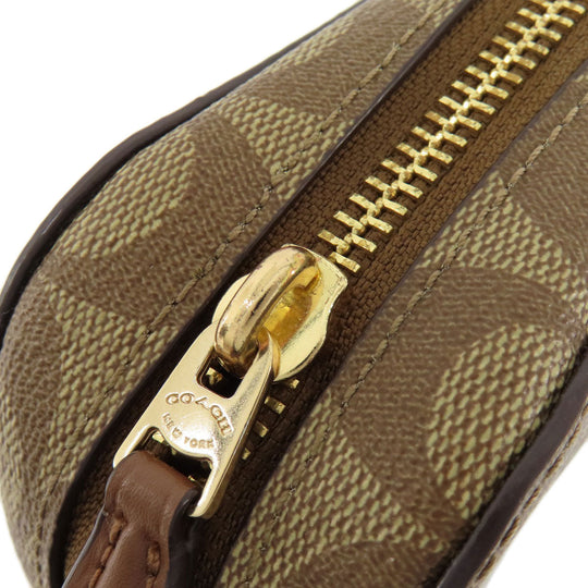 COACH Shoulder Bag 91677 PVC Brown Signature 2WAY Women Used Authentic