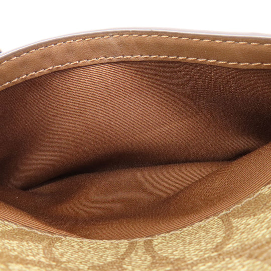 COACH Shoulder Bag 91677 PVC Brown Signature 2WAY Women Used Authentic