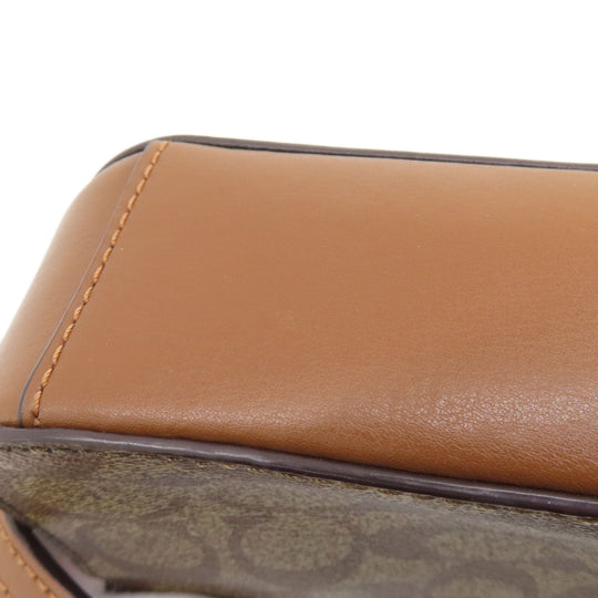 COACH Shoulder Bag 91677 PVC Brown Signature 2WAY Women Used Authentic