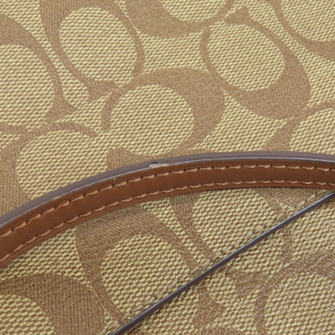 COACH Shoulder Bag 91677 PVC Brown Signature 2WAY Women Used Authentic