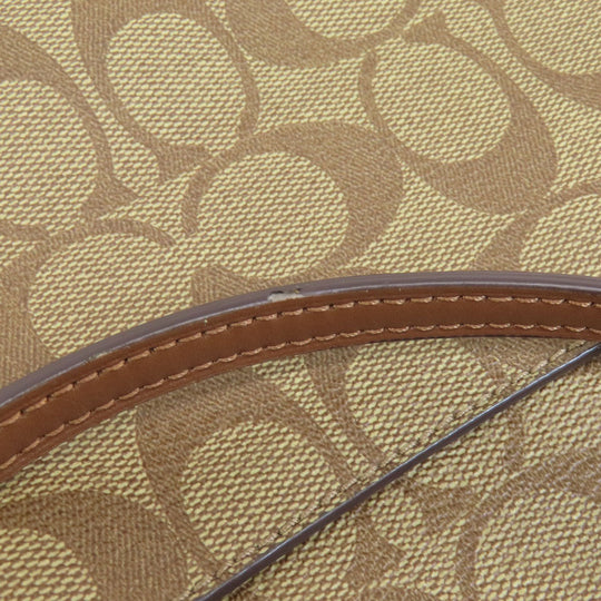 COACH Shoulder Bag 91677 PVC Brown Signature 2WAY Women Used Authentic