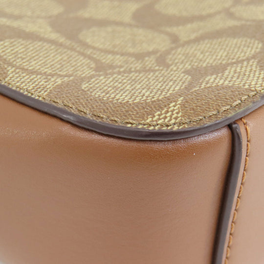 COACH Shoulder Bag 91677 PVC Brown Signature 2WAY Women Used Authentic