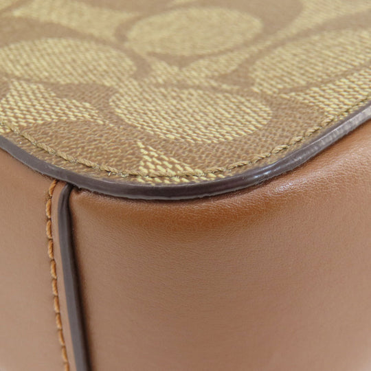 COACH Shoulder Bag 91677 PVC Brown Signature 2WAY Women Used Authentic