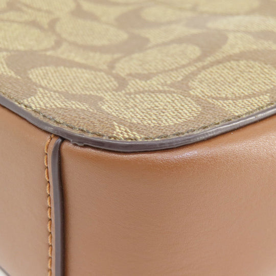 COACH Shoulder Bag 91677 PVC Brown Signature 2WAY Women Used Authentic