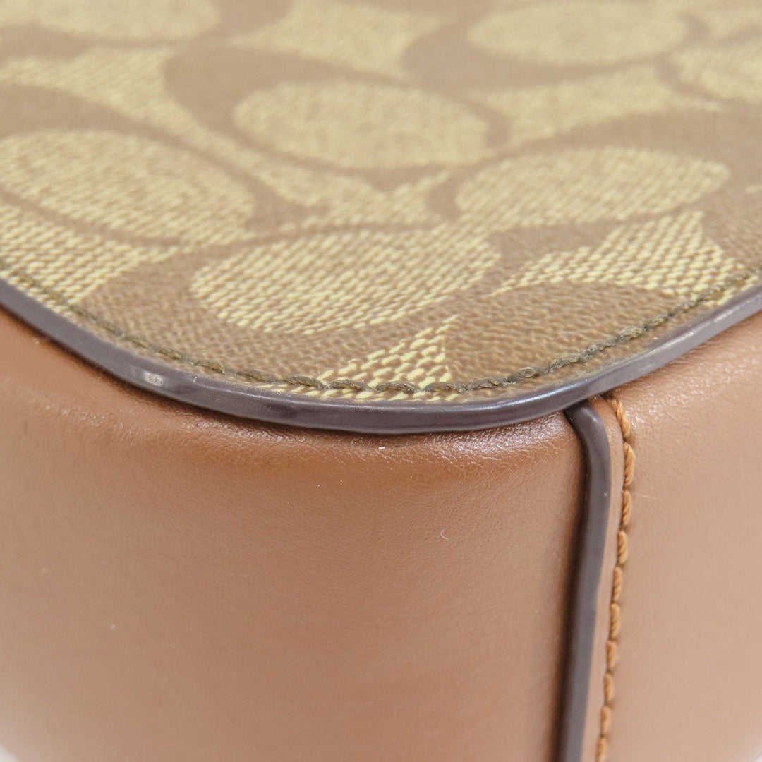 COACH Shoulder Bag 91677 PVC Brown Signature 2WAY Women Used Authentic