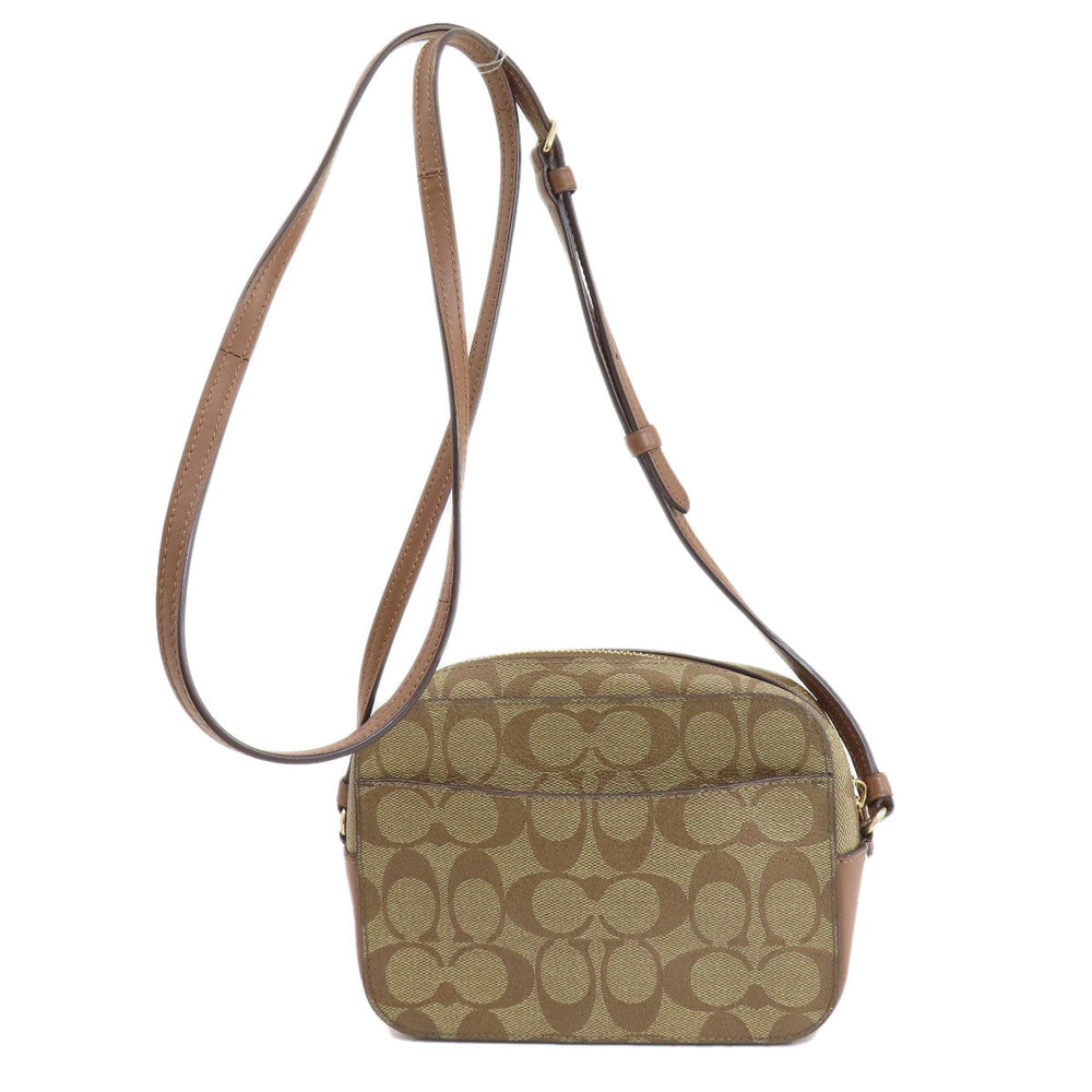 COACH Shoulder Bag 91677 PVC Brown Signature 2WAY Women Used Authentic