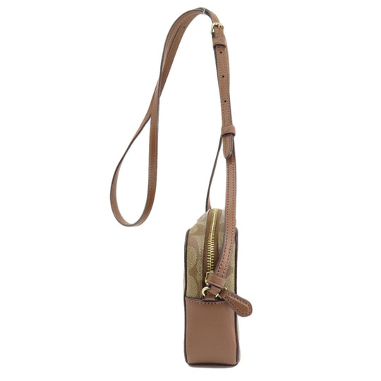 COACH Shoulder Bag 91677 PVC Brown Signature 2WAY Women Used Authentic