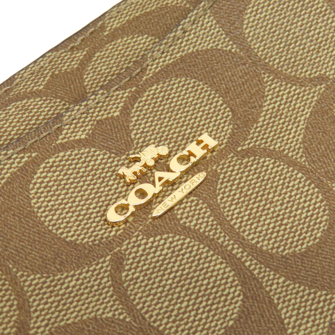 COACH Shoulder Bag 91677 PVC Brown Signature 2WAY Women Used Authentic