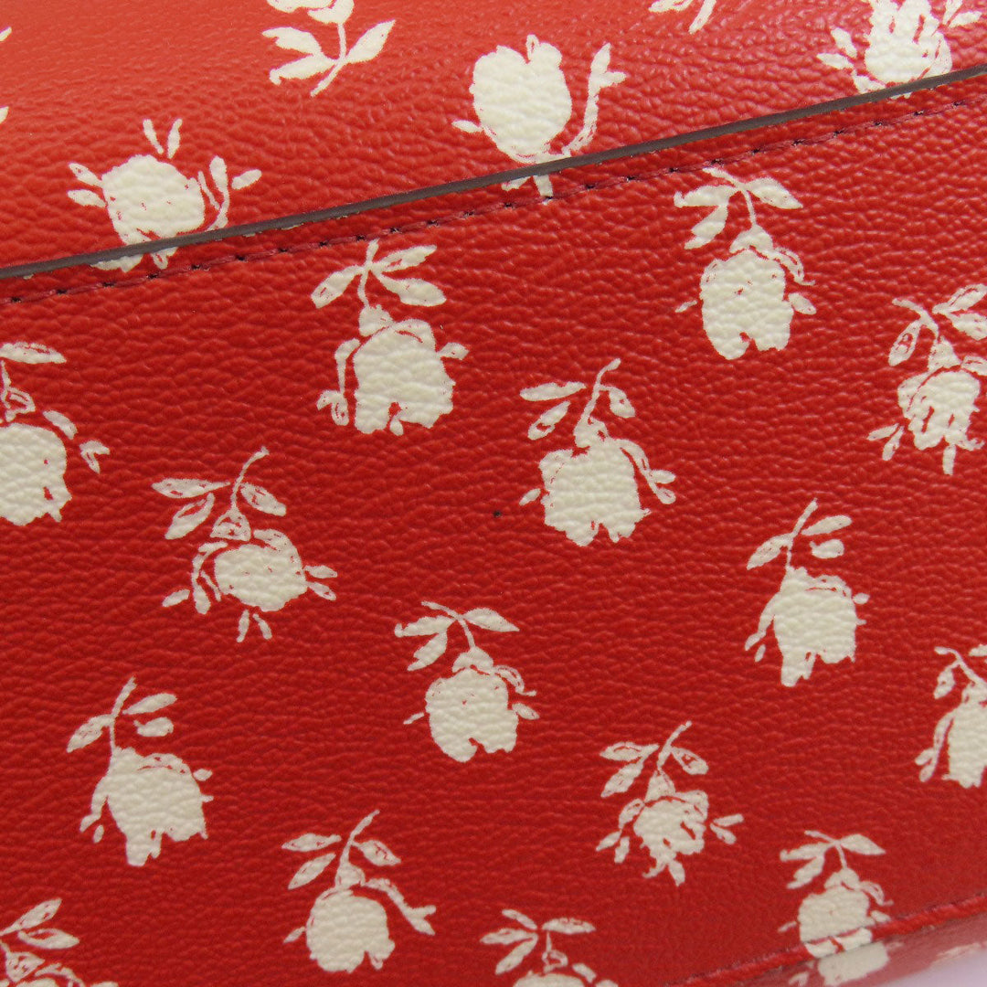 COACH Handbag F38160 PVC Red logo 2WAY flower motif Women Used Authentic