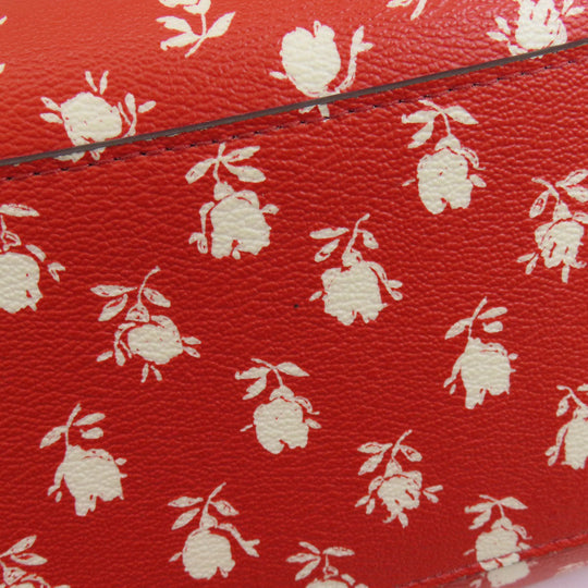 COACH Handbag F38160 PVC Red logo 2WAY flower motif Women Used Authentic