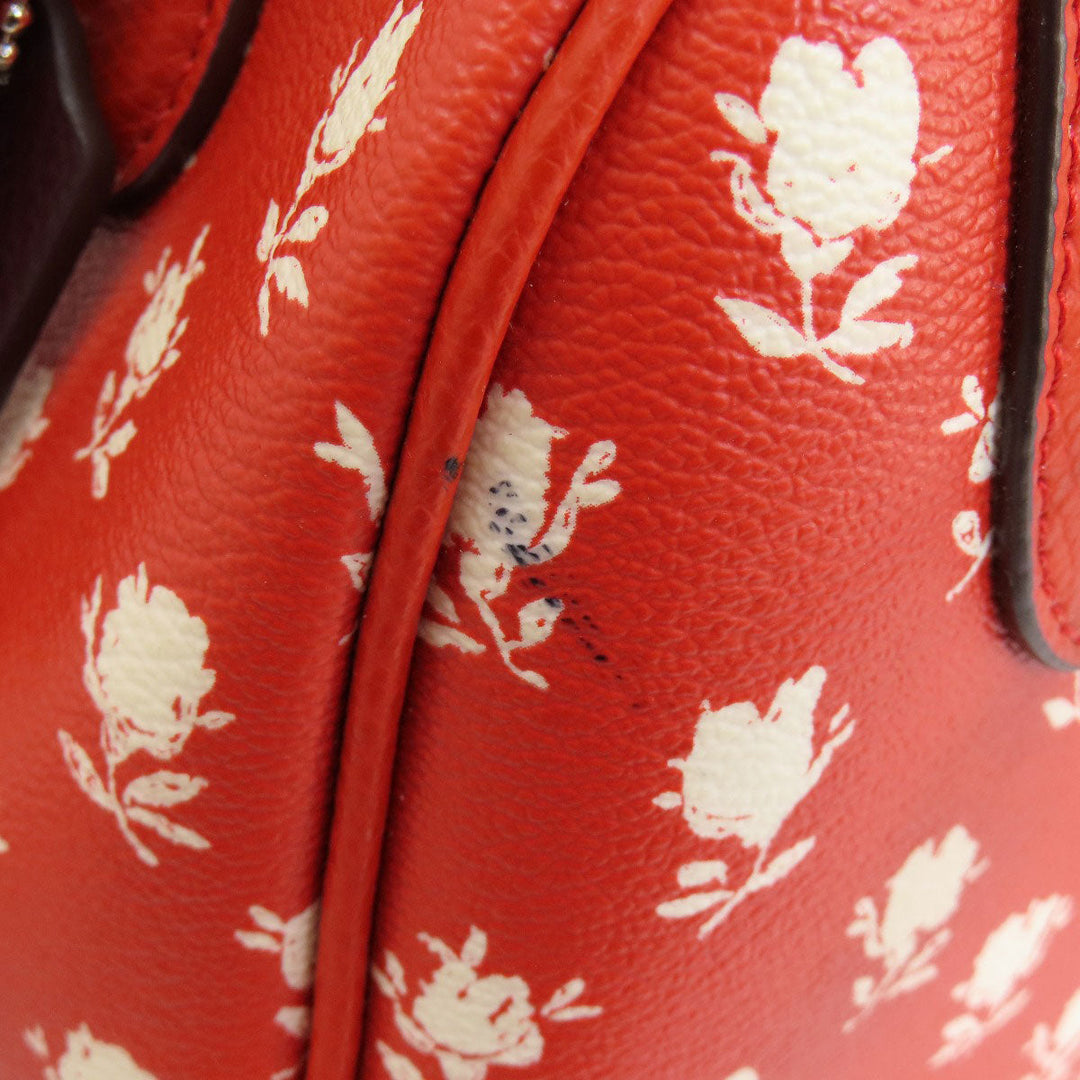 COACH Handbag F38160 PVC Red logo 2WAY flower motif Women Used Authentic