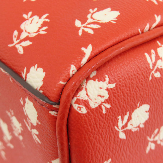 COACH Handbag F38160 PVC Red logo 2WAY flower motif Women Used Authentic