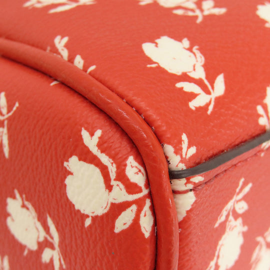 COACH Handbag F38160 PVC Red logo 2WAY flower motif Women Used Authentic