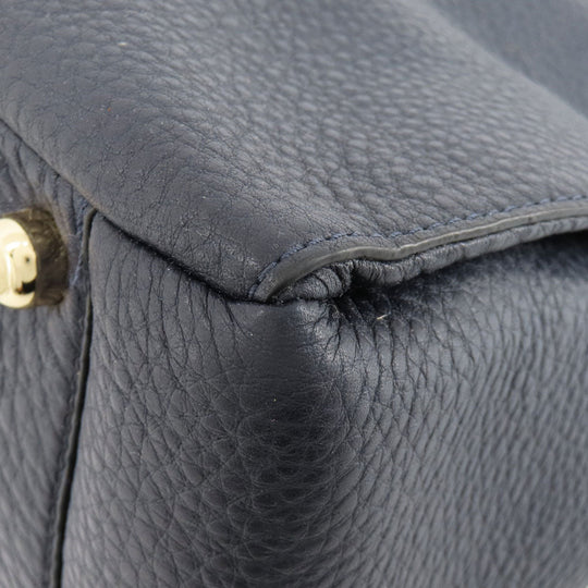 COACH Handbag F35185 leather Navy logo 2WAY Women Used Authentic