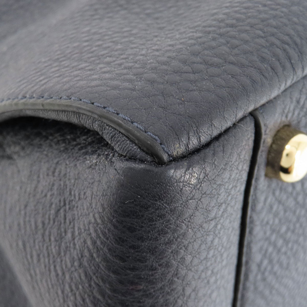 COACH Handbag F35185 leather Navy logo 2WAY Women Used Authentic