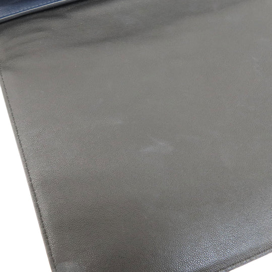 CELINE Tote Bag Leather, Canvas Navy Trapeze Women Used Authentic