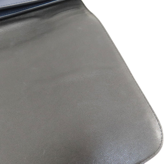 CELINE Tote Bag Leather, Canvas Navy Trapeze Women Used Authentic