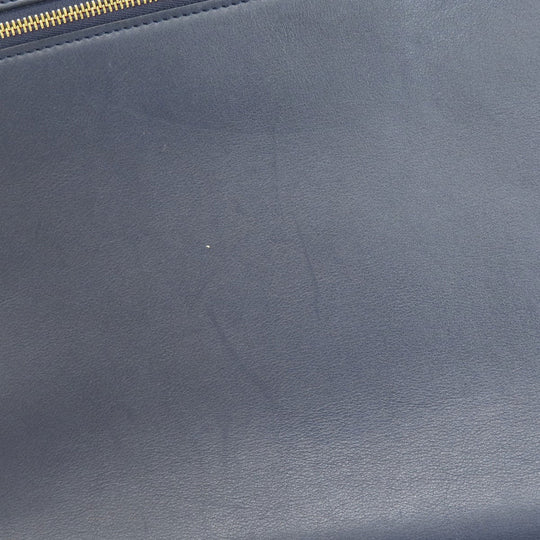 CELINE Tote Bag Leather, Canvas Navy Trapeze Women Used Authentic