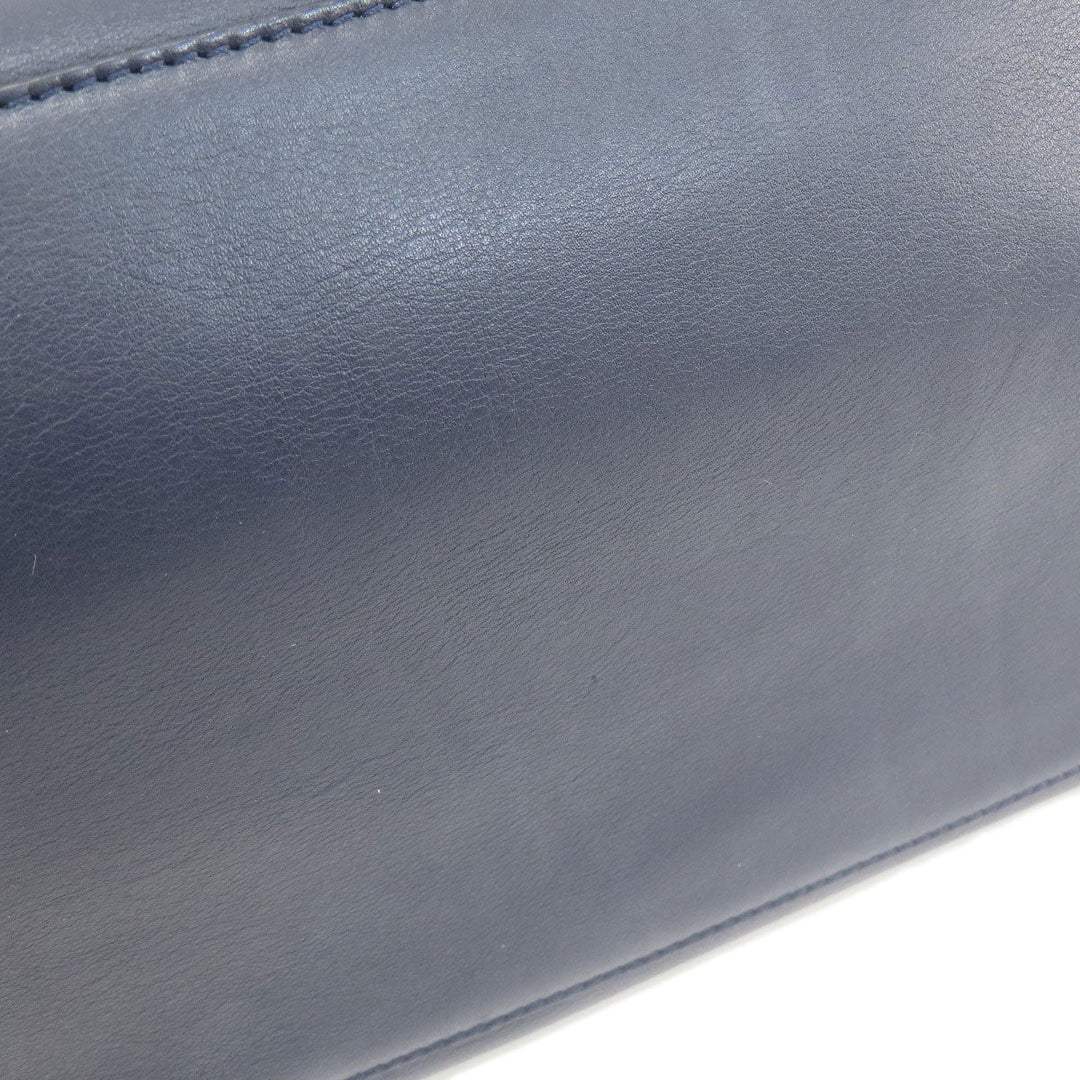 CELINE Tote Bag Leather, Canvas Navy Trapeze Women Used Authentic