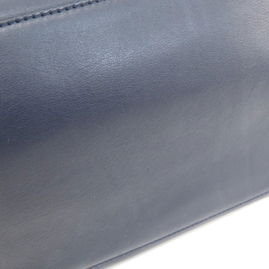 CELINE Tote Bag Leather, Canvas Navy Trapeze Women Used Authentic