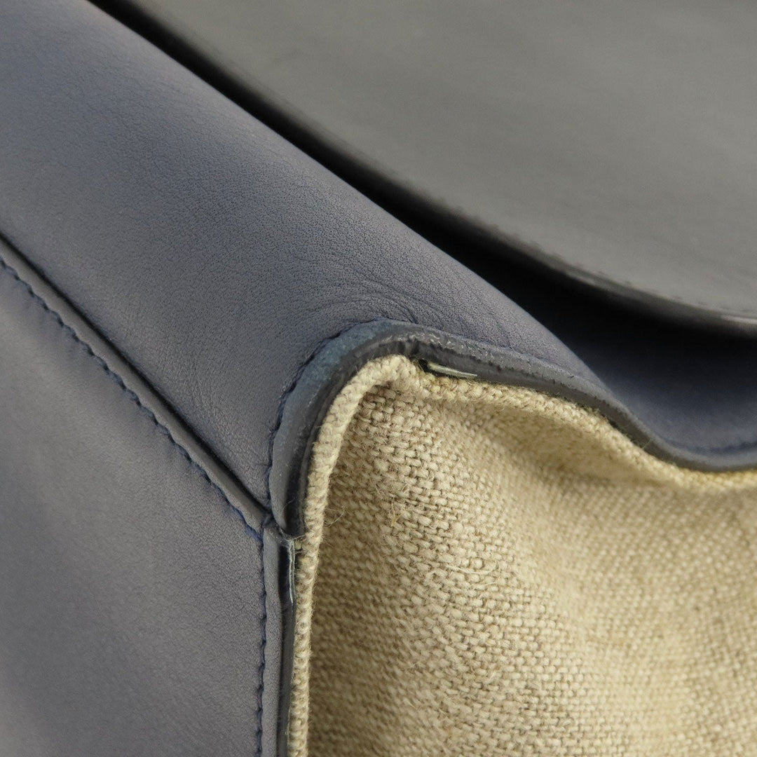 CELINE Tote Bag Leather, Canvas Navy Trapeze Women Used Authentic