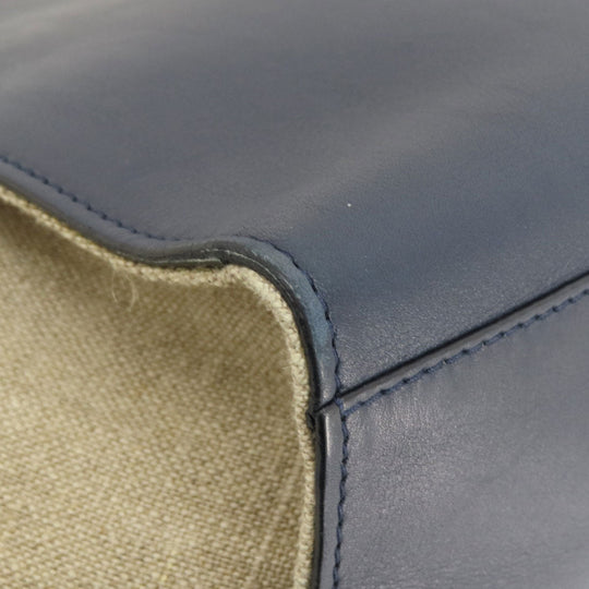 CELINE Tote Bag Leather, Canvas Navy Trapeze Women Used Authentic