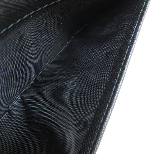 PRADA Long Wallet Purse 1MH132 leather black Saffiano pin badge Women Used Authentic