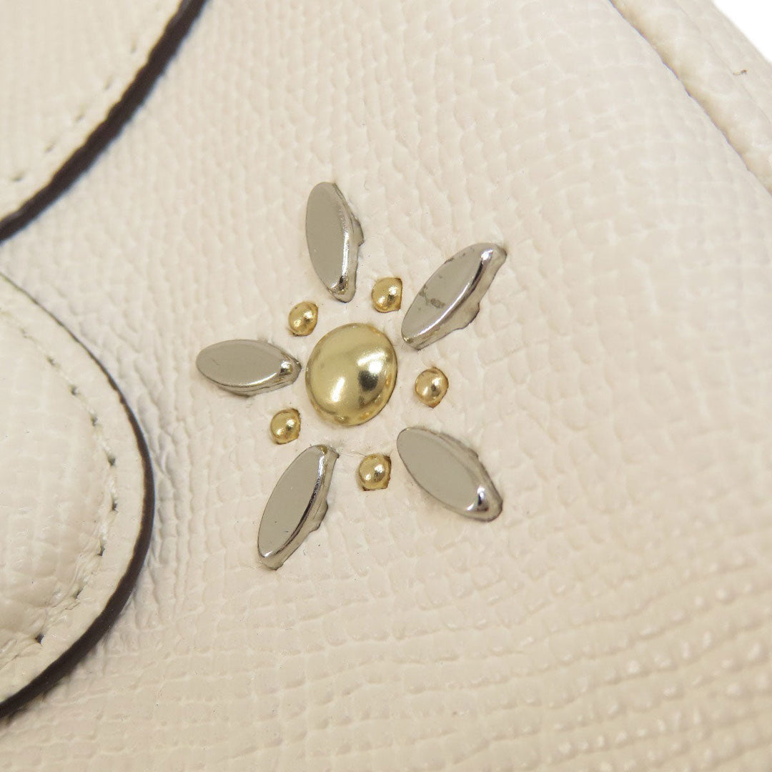 COACH Handbag F73172 leather white Flower 2WAY Women Used Authentic