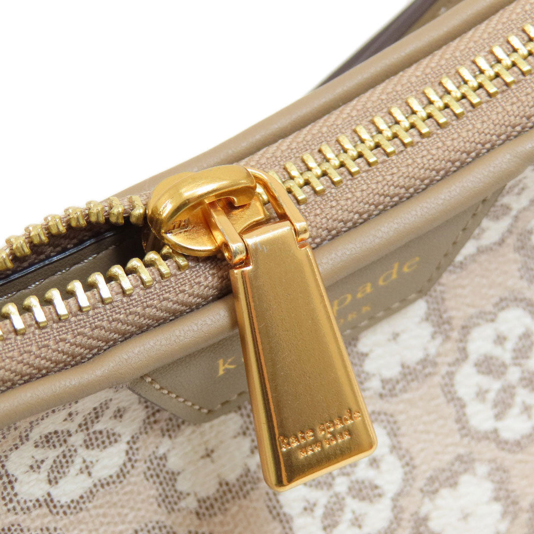 Kate Spade Shoulder Bag PVC beige spade flower Women Used Authentic