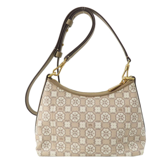 Kate Spade Shoulder Bag PVC beige spade flower Women Used Authentic
