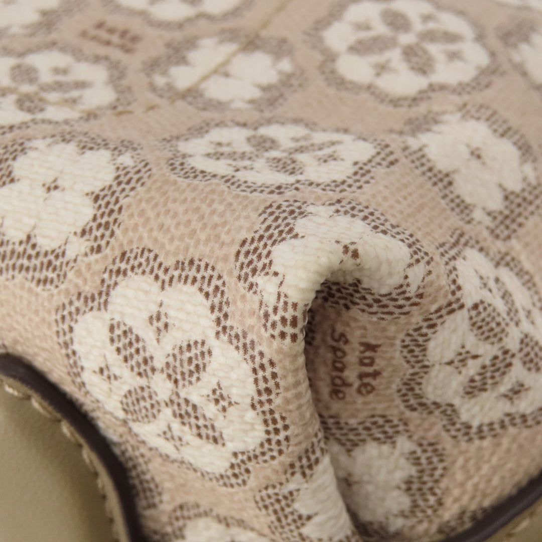 Kate Spade Shoulder Bag PVC beige spade flower Women Used Authentic
