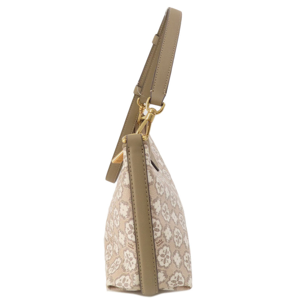 Kate Spade Shoulder Bag PVC beige spade flower Women Used Authentic