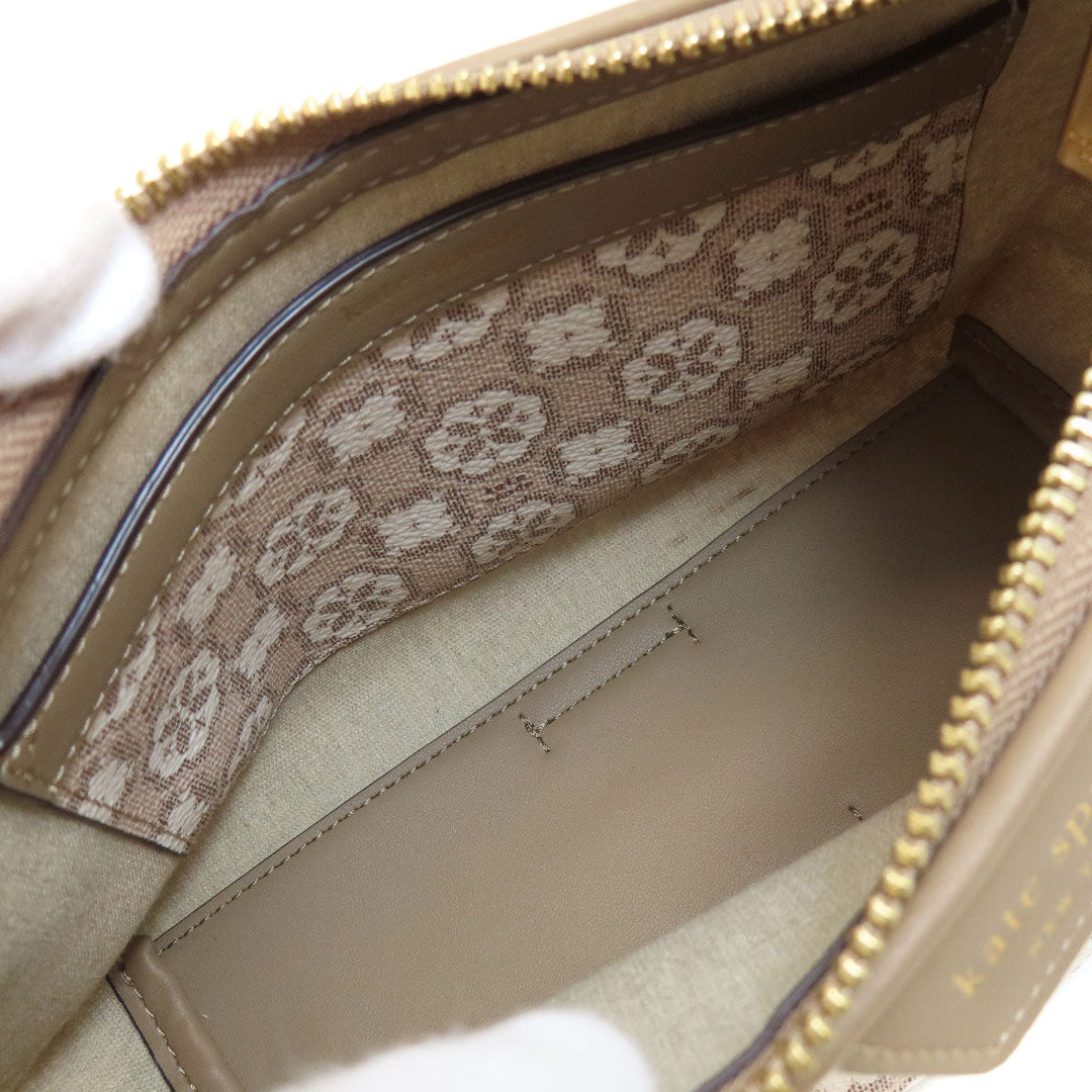 Kate Spade Shoulder Bag PVC beige spade flower Women Used Authentic
