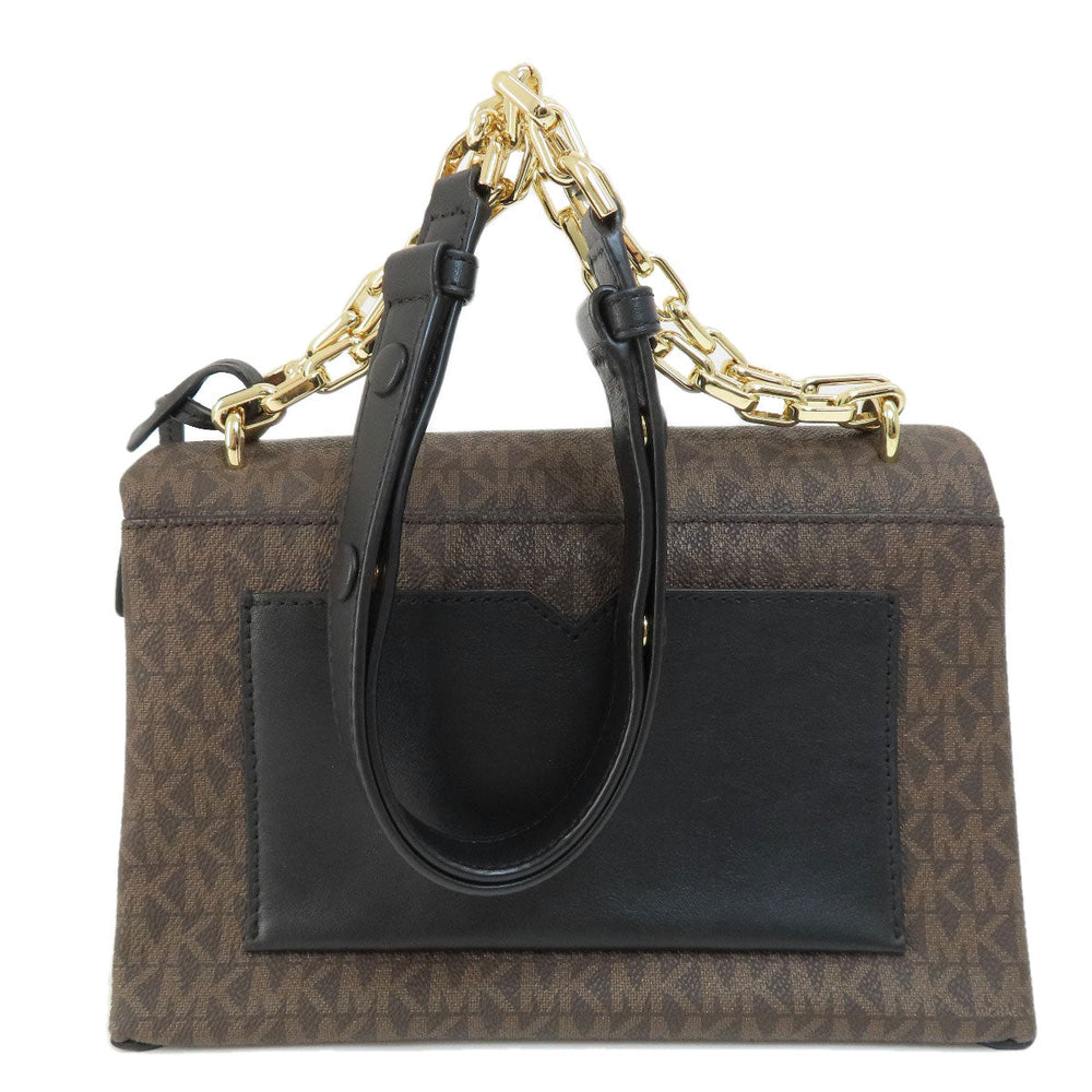 MICHAEL KORS Handbag PVC Brown MK Signature 2WAY Women Used Authentic