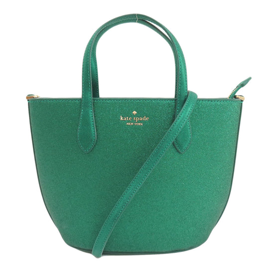 Kate Spade Handbag PVC green Lame 2WAY Women Used Authentic
